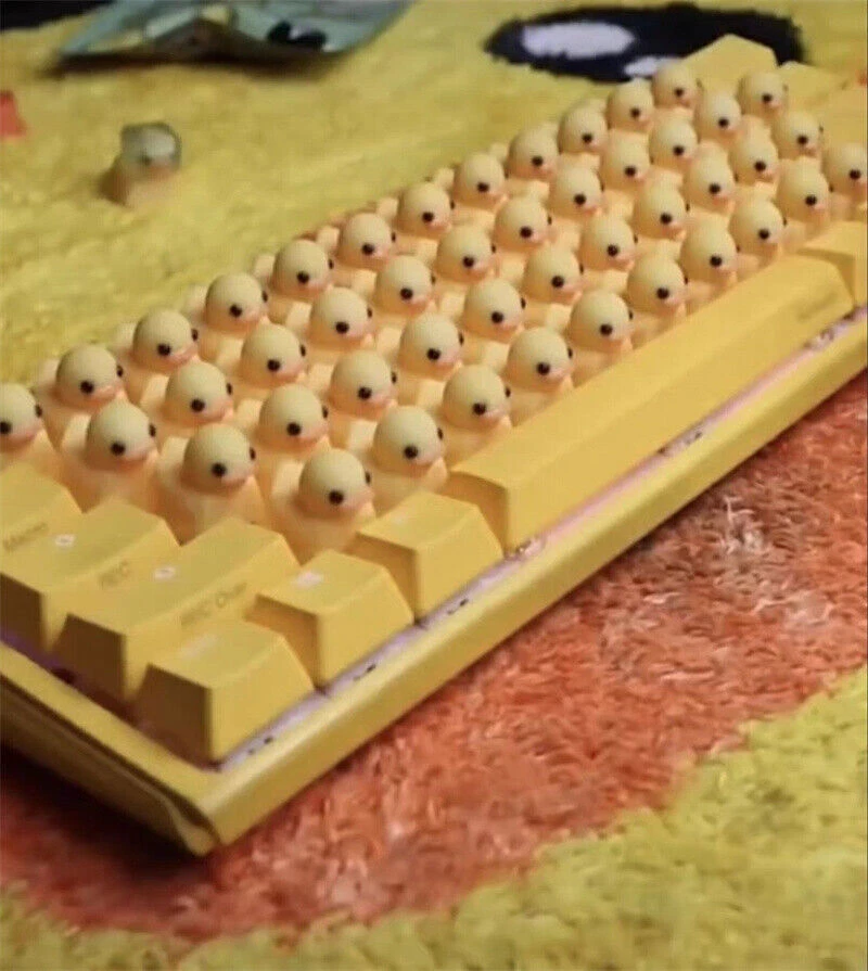 Yellow Cute Duck Mechanical Keyboard Press Crow USB Interface Keyboard Handmade - Image 3 of 4