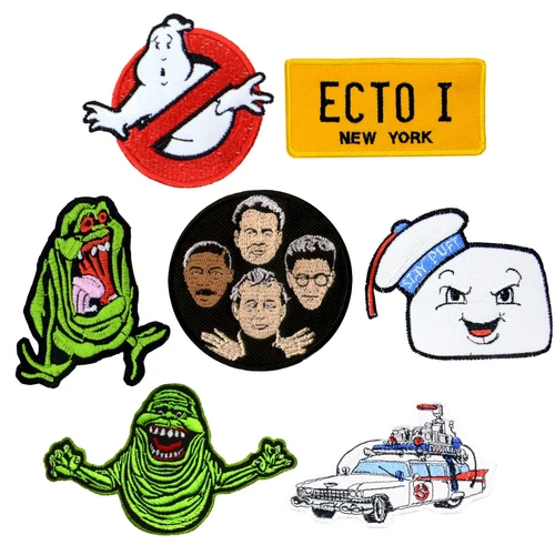 The Real Ghostbusters Embroidered Patches 80s Retro Ecto 1 Slimer Stat Puft