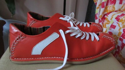 Men's NAVYBOOT Leather Orange Lace Up Sneakers Shoes Size 12