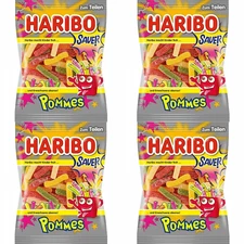 HARIBO SOUR POMMES - GUMMY BEARS - 4x175G - MOST FAMOUS JELLY CANDY - FRUIT
