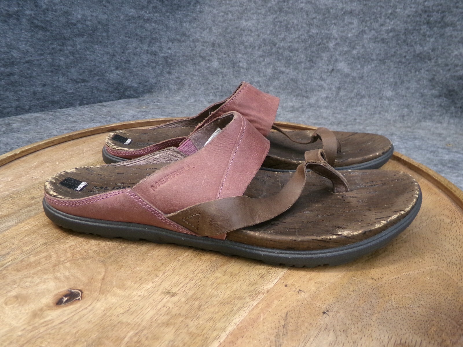 Sandali Merrell Around Town Thong bordeaux pelle slide sughero donna taglia 8