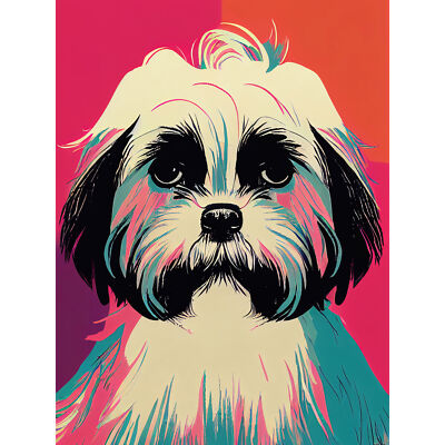 Niedlicher Shih Tzu Hund lebendig hell Portrait XL Wandbild Leinwand Poster Druck riesig