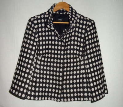 Marks & Spencer Black & White Polka Dot Wool Blend Flared Cropped Jacket UK 16