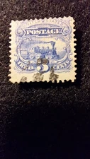 U.S. Stamps, Scott #114, Blue, 3 cent, U/G/H/NG, perf 12