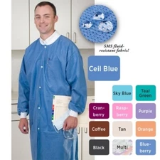 VALUMAX EXTRA-SAFE LAB COATS - CEIL BLUE MEDIUM KNEE-LENGTH - 10/PK