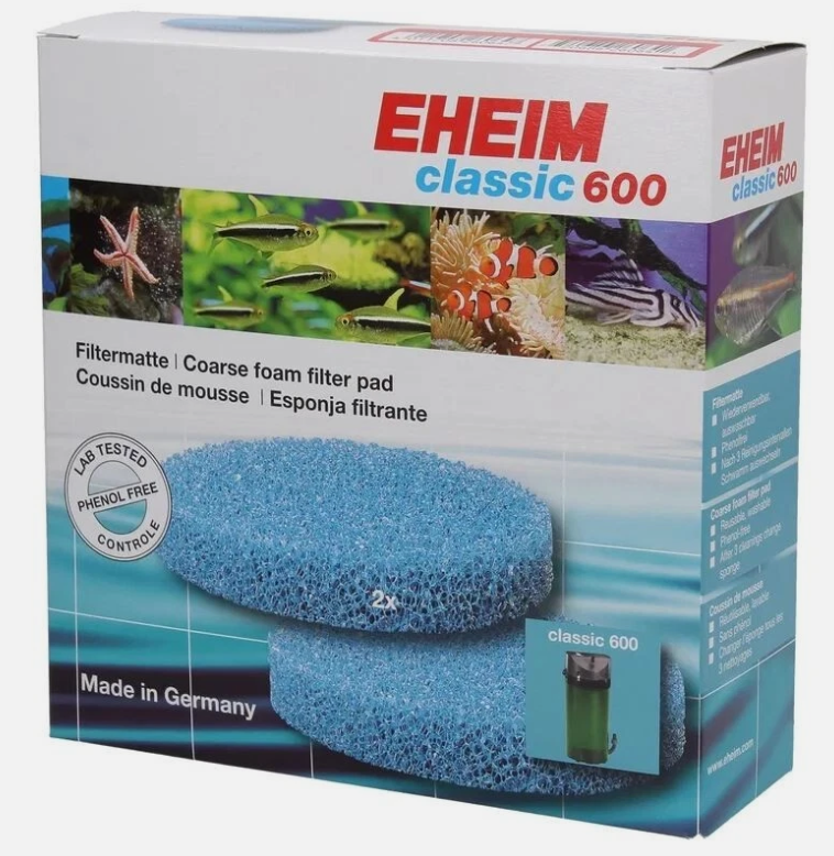 Eheim Coarse Filter Pad for Classic 600 (Pack of 2 Replacement Foam) #TH