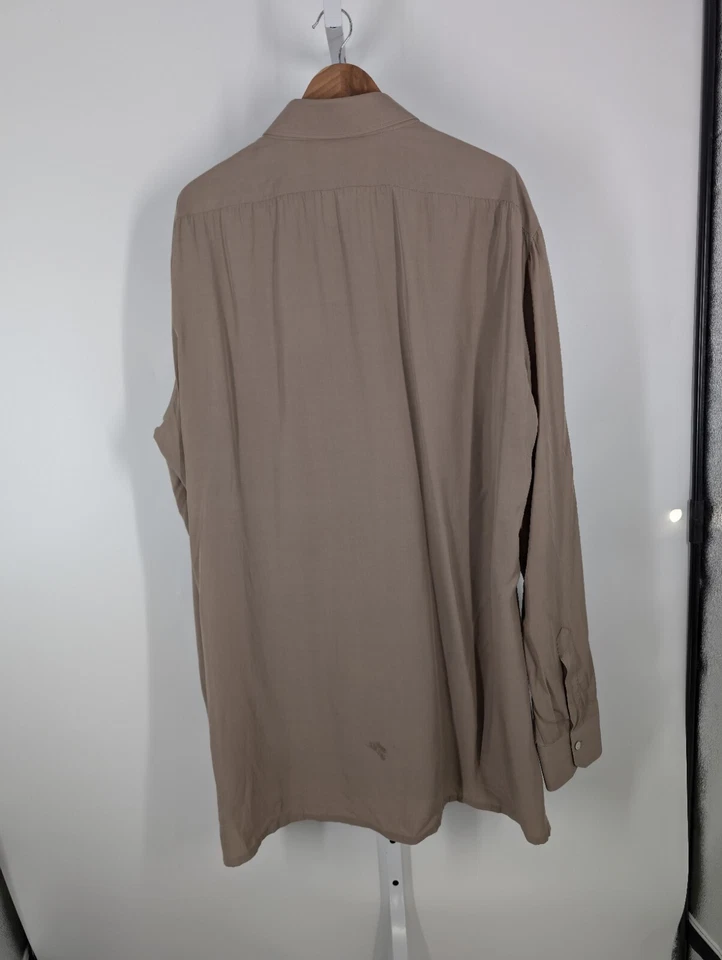 Camisa de Vestir Kiton Lyocell Cuello Extendido Italia 48" Esmoquin Taupe Beige Napoli Foto 4 de 4
