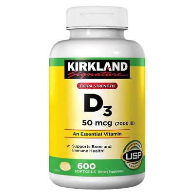 Kirkland Extra Strength Vitamin D3 50 mcg 2000 IE | Knochen & Immun 600 Softgels