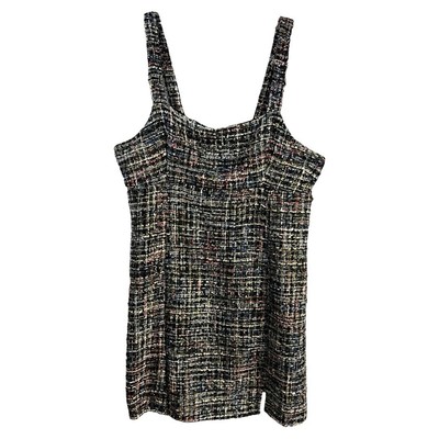 Francesca's Mi Ami Tweed Sleeveless Square Neck Jumper Dress Sequin Detail NWT