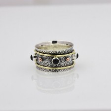 Black Onyx Spinner 925 Sterling Silver Jewelry New Year Ring VS-485