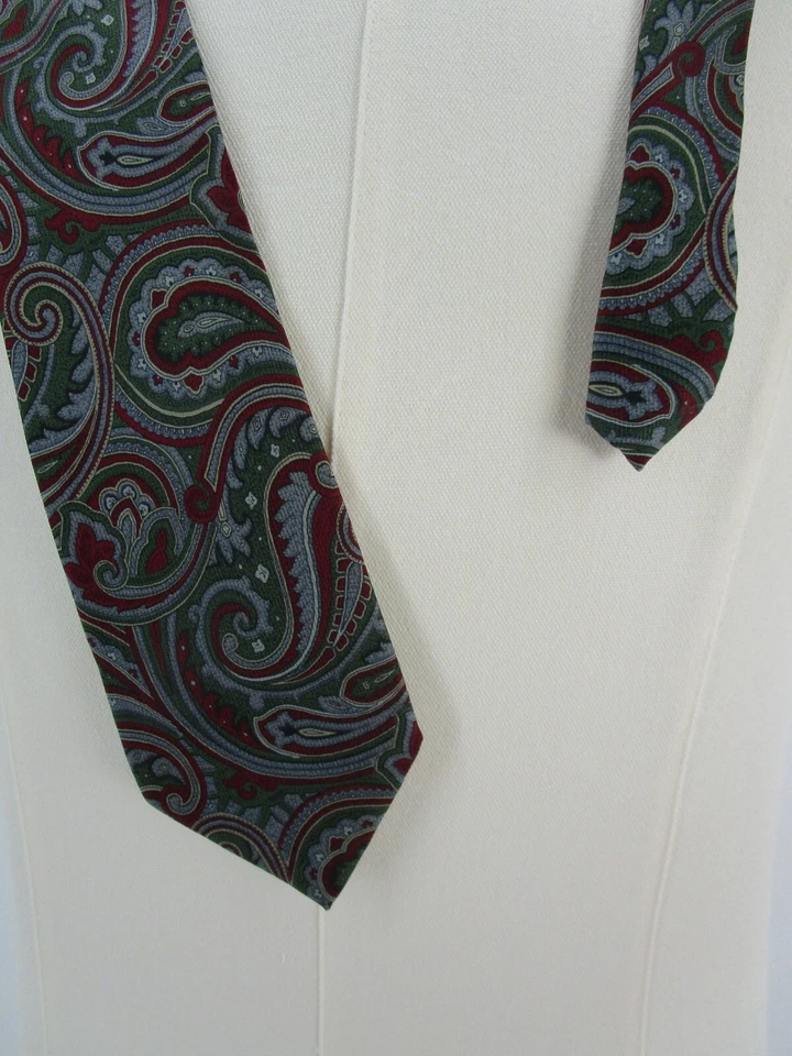 Corbata para hombre Leonardo Itrelli verde cachemira 58,25" largo 3,25" ancho seda EE. UU. Preppy Foto 2 de 4