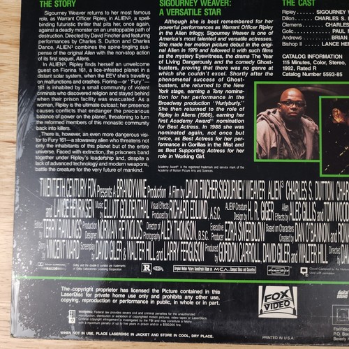 Alien 3 Laserdisc LD Movie Special Widescreen Edition Sigourney Weaver Sealed - Picture 10 of 10