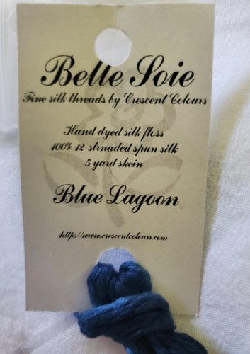 Belle Soie #28 Blue Lagoon Hand Dyed Silk Floss 12 Stranded 5 Yard Skein - Picture 2 of 3