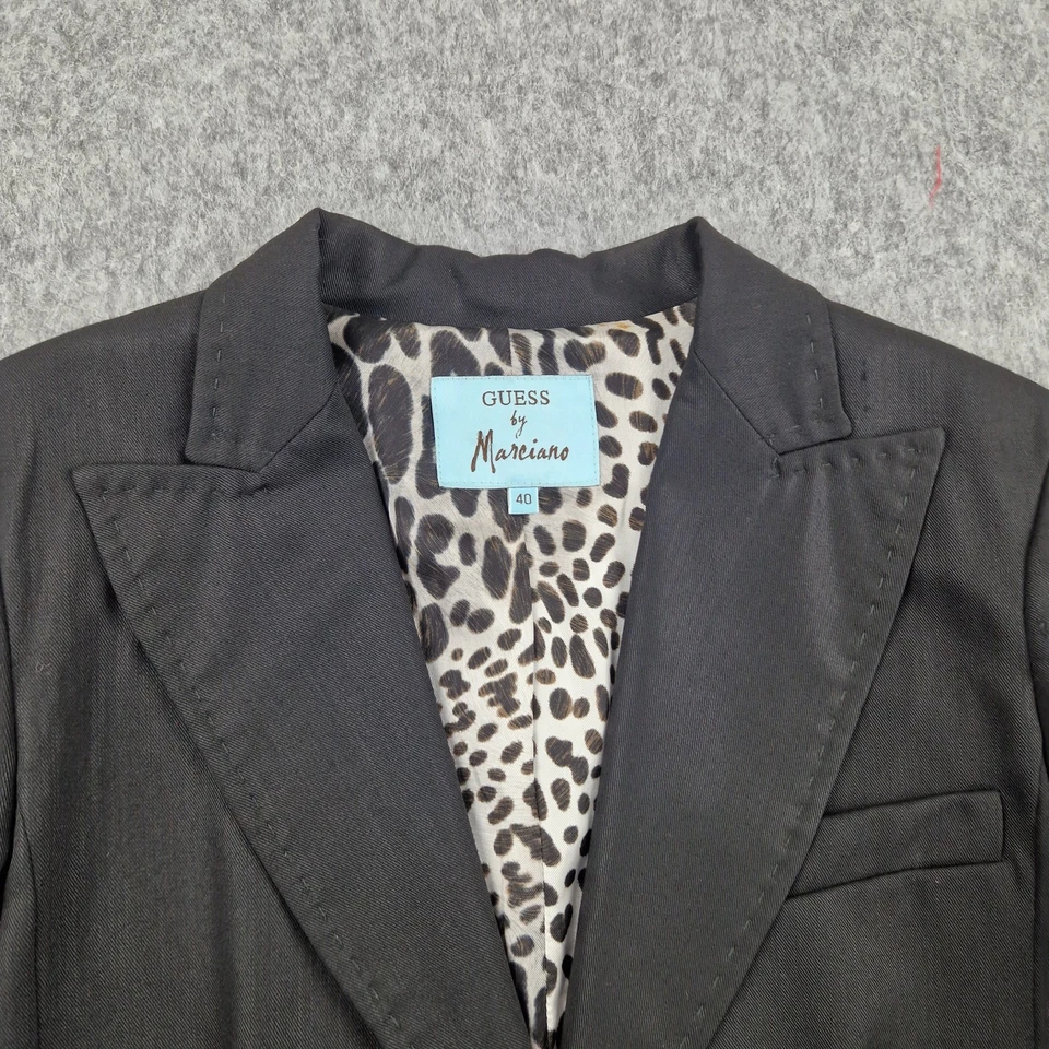 Guess Marciano Jacket Womens Small Black Leopard Print Blazer Designer Wool NWT - Image 2 of 4