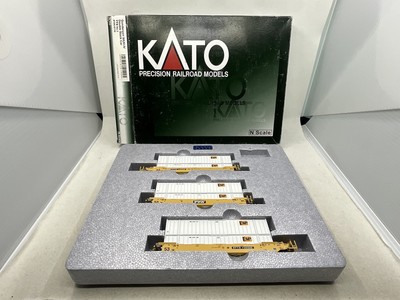 3 Kato N scale Gunderson MAXI-IV Double Stack Cars EMP TTX #732000 #106-6116