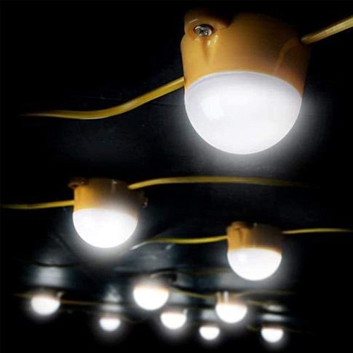 110V LED Festoon Light Kit 100W 20 Way 50m IP44 Site Lighting Daylight White - Afbeelding 2 van 6