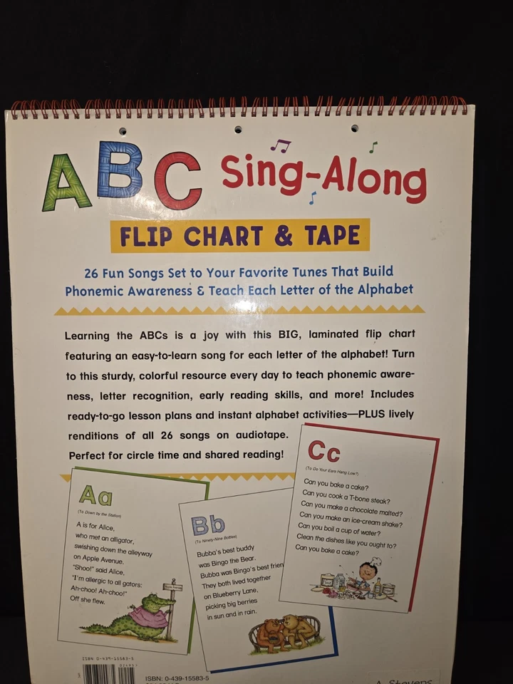 Vintage Scholastic ABC Sing-Along Flip Chart And Tape Lessons & Activities 2000 - Image 4 of 4