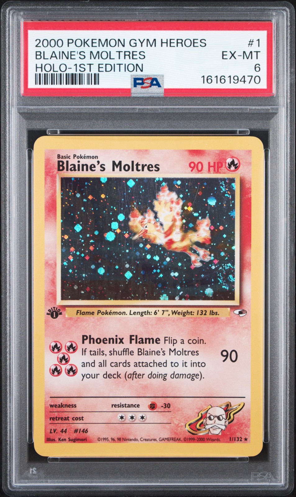 2000 POKEMON GYM HEROES HOLO-1ST EDITION #1 BLAINE'S MOLTRES PSA 6