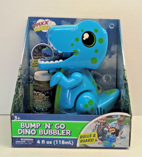 NEW BUMP N GO BLUE DINO MOVING BUBBLE BLOWER FOR KIDS - ROLLS AROUND AND ROARS