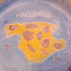 Ceramic Decorative Plate Mallorca Map Design Blue Yellow Red Round — photo 2