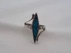 Vintage Native American Sterling Silver & Turquoise Size 5 Ring OB-16