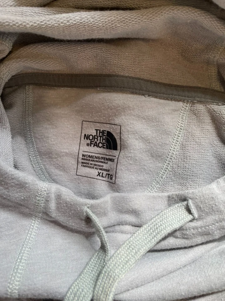 Женская толстовка с капюшоном North Face очень большой серый махровый топ пуловер воронка вырез XL - Изображение 3 из 4