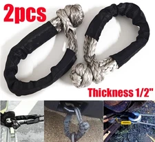 2x Soft Shackle 1/2”x22Inch 55000lbs Strength Recovery Rope w/Protective Sleeves
