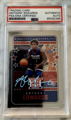 Rookie Anthony Edwards ON CARD Full Authentic Auto - PSA /DNA Panini RC