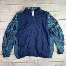 Vintage 90s Nike Windbreaker Women s L Teal Navy Full Zip Retro Jacket Read