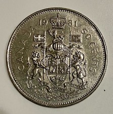 1981 Canada 50 cents coin lightly circulated sealed