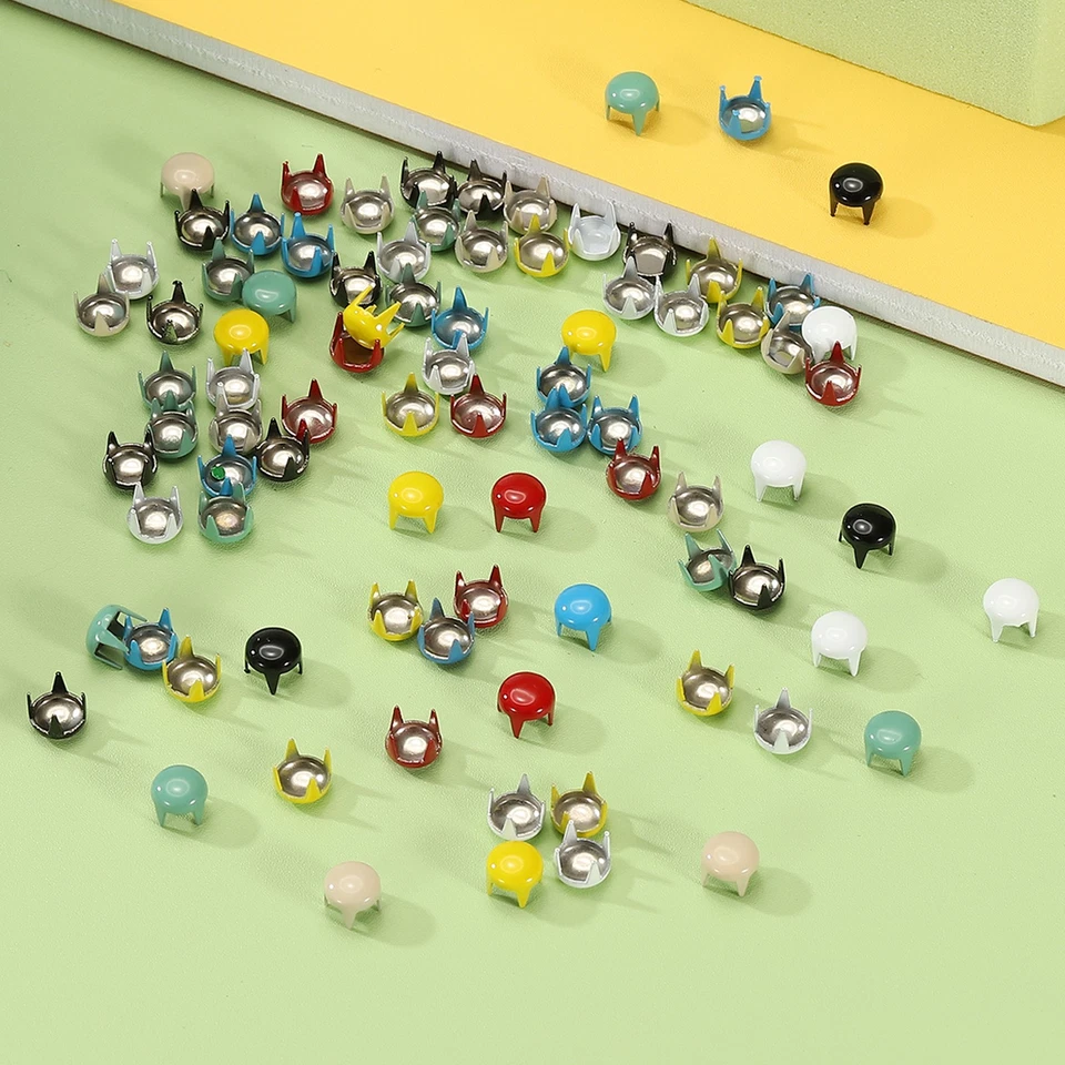 Tachuelas de metal de 5 mm manchas 100 piezas cuentas redondas con garra de cúpula cabeza de clavo, verde Foto 3 de 4