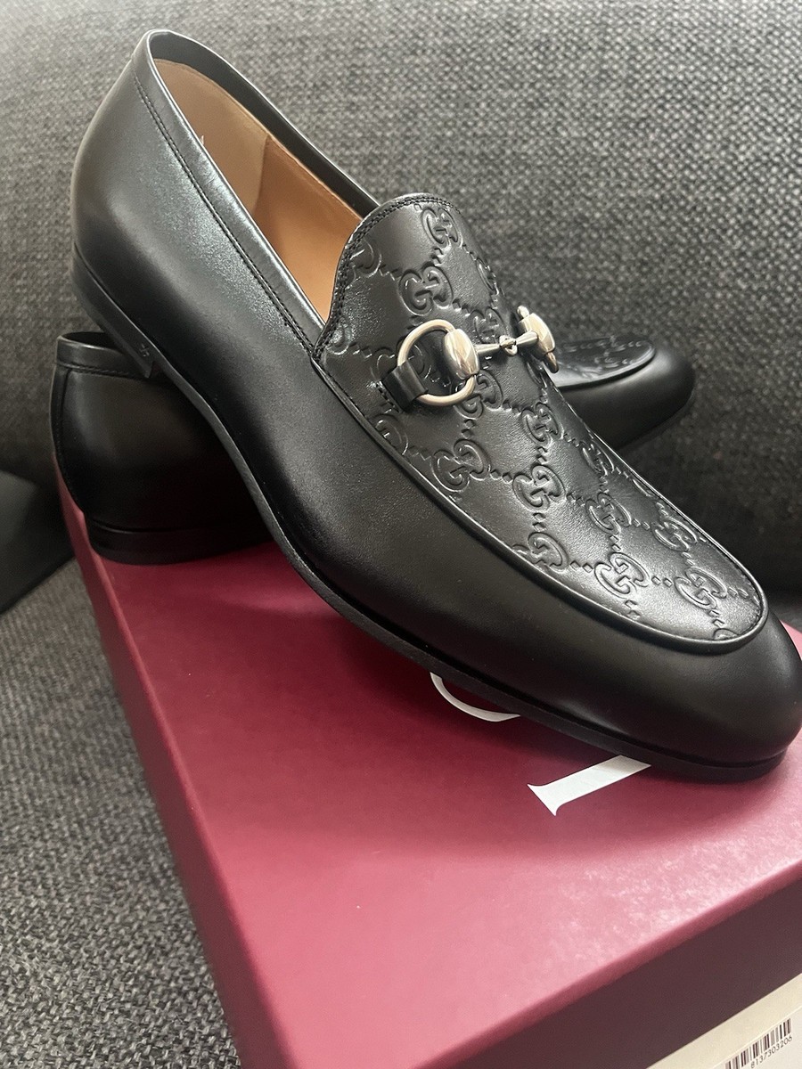 New Gucci Black Men GG Leather Jordaan Loafers 8.5G/9 US/EU  display picture 3