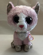 NEW TY Beanie Boos FIONA the Pink Cat ( Medium - 9 inch ) Glitter Cute Soft HTF