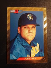 Bowman 1992 John Jaha #542 Milwaukee Brewers MLB Baseball Card Rookie Base Set. rookie card picture