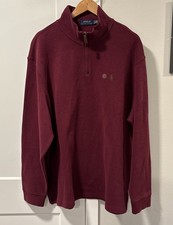 Polo Ralph Lauren 1/4 Zip Sweater Maroon Green Pony Men  s XXL NWT 125