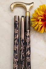 NEW SOLID ANTIQUE SOLID BRASS HANDLE WOODEN WALKING STICK CANE VINTAGE DESIGNER