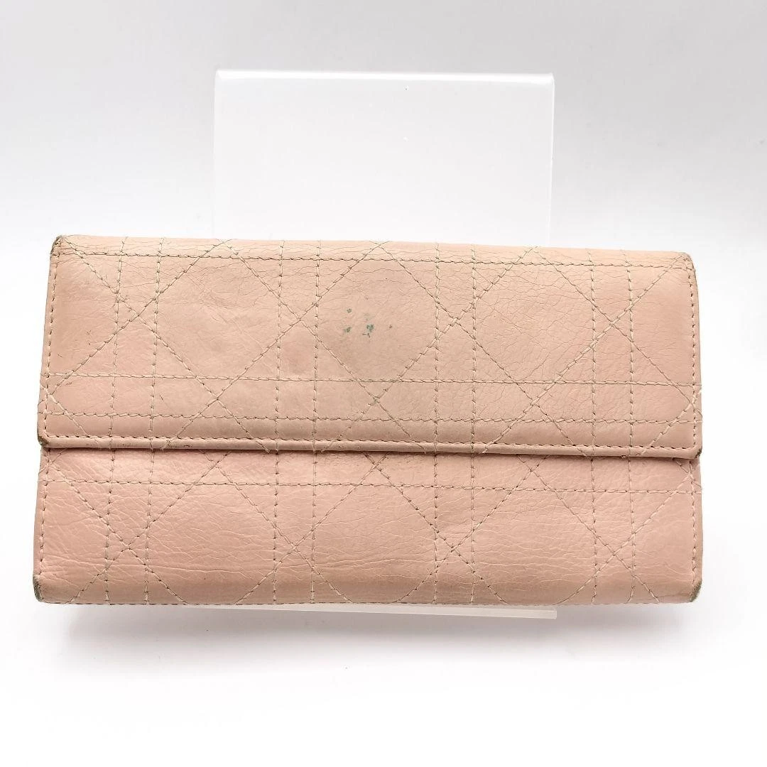 Portefeuille long Christian Dior Canage cousu bébé rose