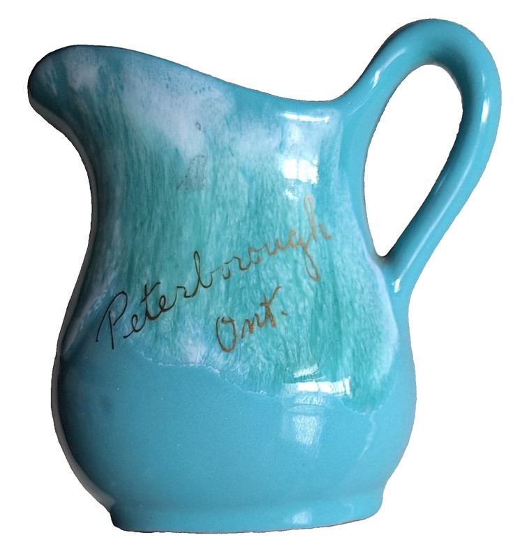VTG McMaster Pottery Peterborough Ont. Souvenir Aqua Turquoise Creamer Pitcher