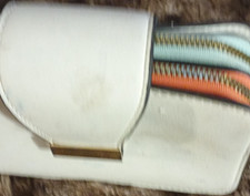 White Solid Women's Zip-Around Wallet Multi Zipper Compartments Card Slots