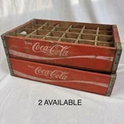 2 Available: VTG 1970s Coca Cola Wood Divided 24 Bottle Crate Red Coke Carrier
