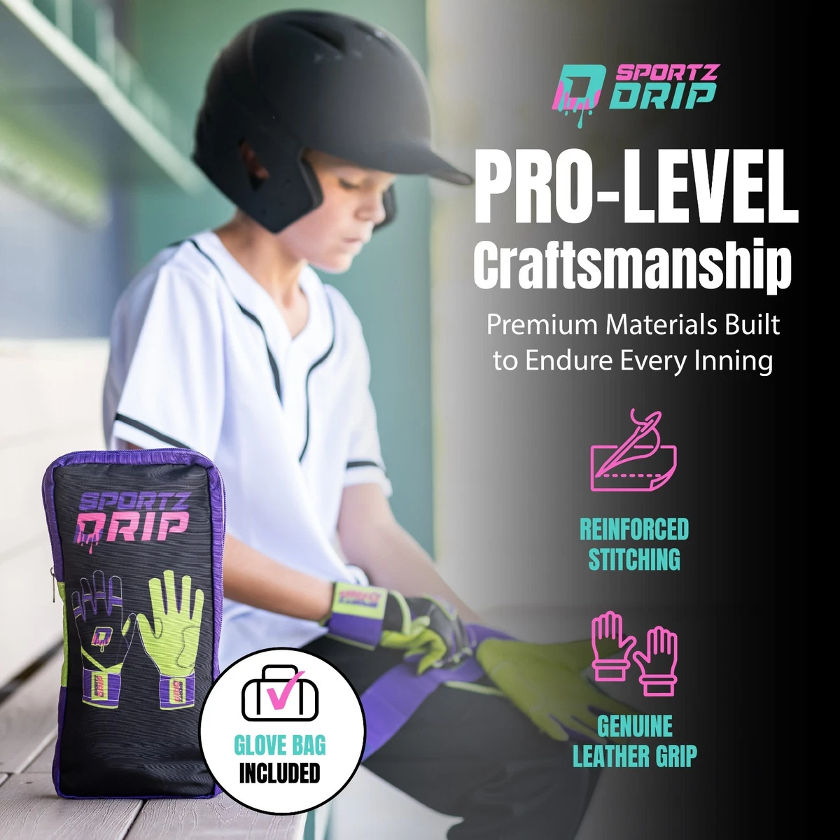 NUEVO Guantes de Bateo Sportz Drip Havoc Adultos Pequeños/Medianos Premium - Adultos S/M