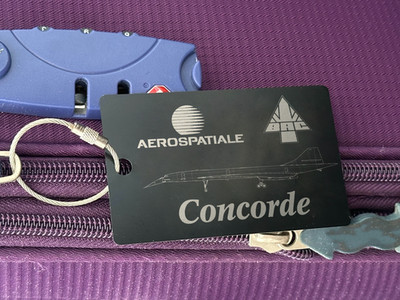 Aerospatiale BAC Concorde Customised Thin Metal Luggage Tags x 2 & Steel Loop