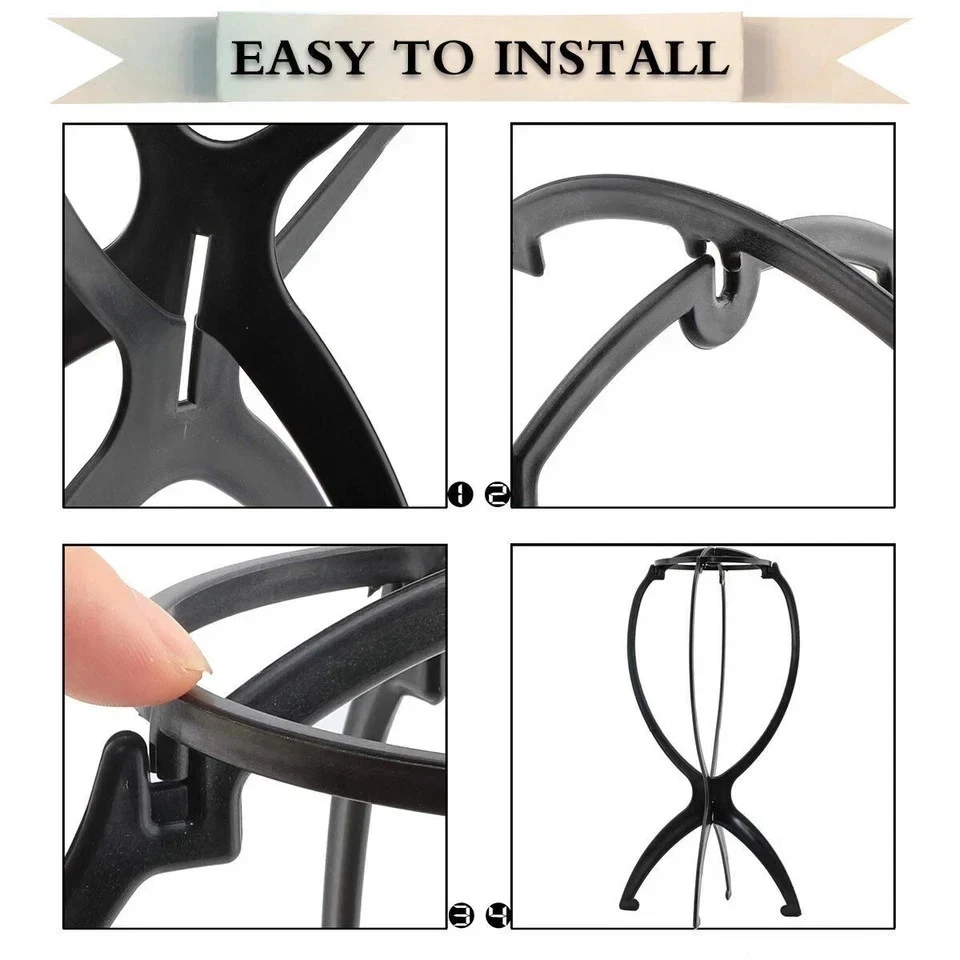 6 Pack Wig Stand Holder Portable, Collapsible Wig Holder Stand For 14.2 In,Black - Image 4 of 4