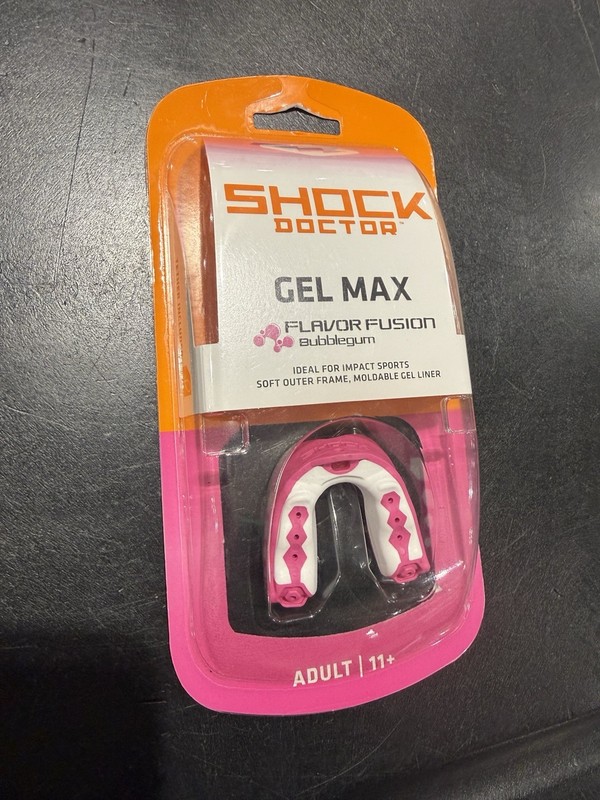 Shock Doctor Gel Max Bubble Gum Boil-and-Bite Football Mouth Guard Adult