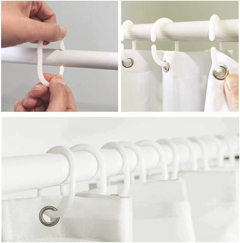 Boho Floral Shower Curtain 70x70", Black Pink Watercolor Flowers, Hooks - Image 4 of 4