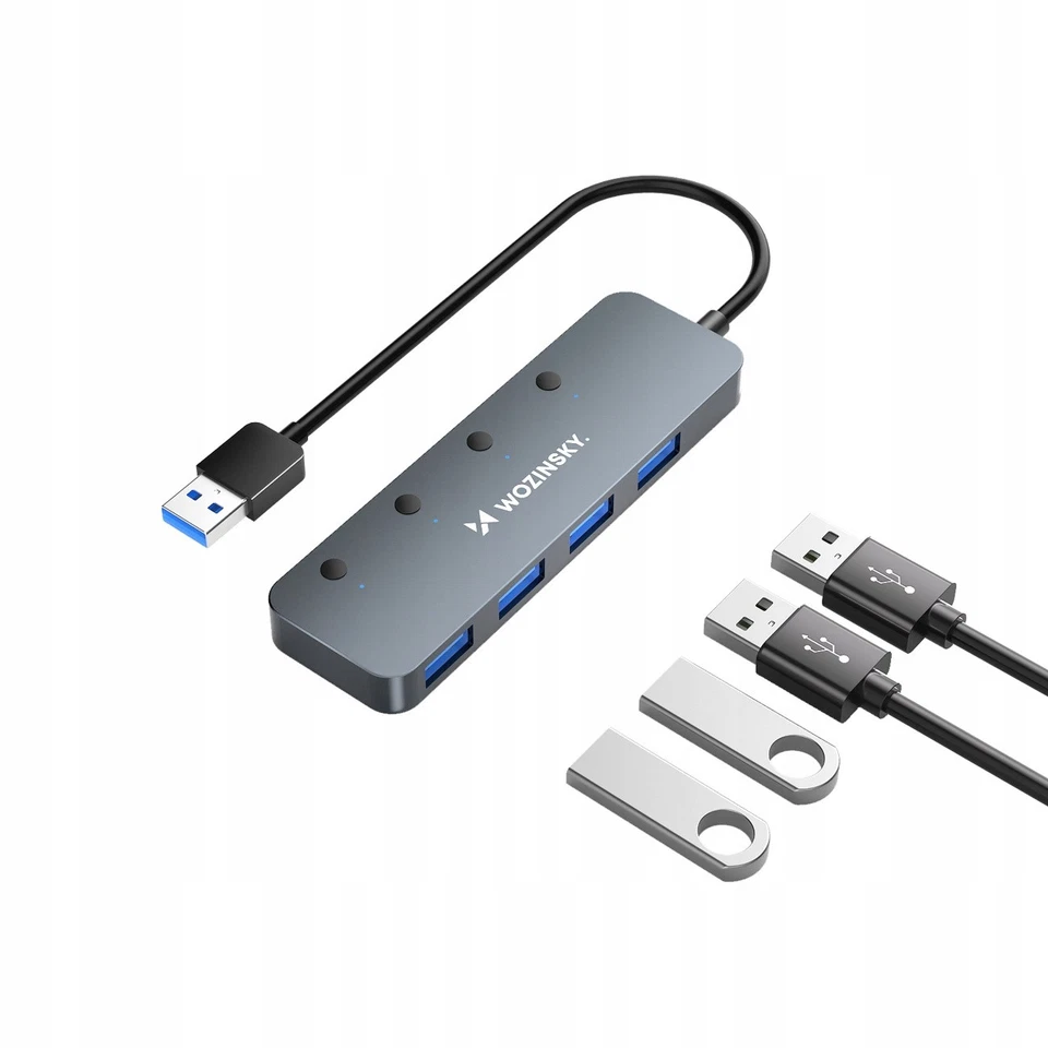 Wozinsky USB 3.0 Hub 4 Ports mit Aluminiumbauweise und LED-Schalter - Bild 3 von 4