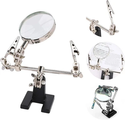 Magnifier Glass Soldering Helping Hand 5X Aid 3 Hand Tool Holder Metal Stand