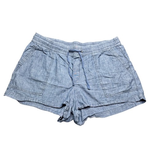 GAP Womens Chambray Shorts Blue Drawstring Elastic Waist Casual Summer Large