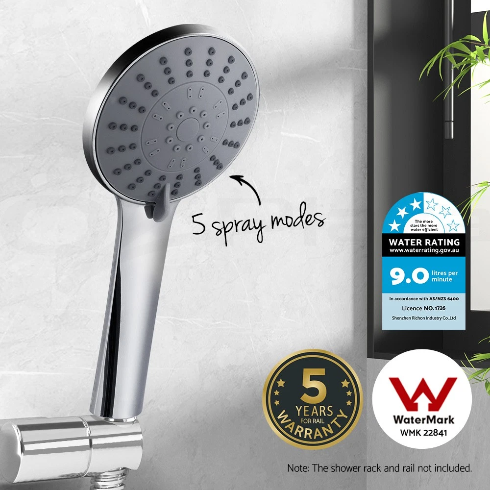 Handheld Shower Head 4.5" High Pressure 5 Modes Powerful Round Chrome