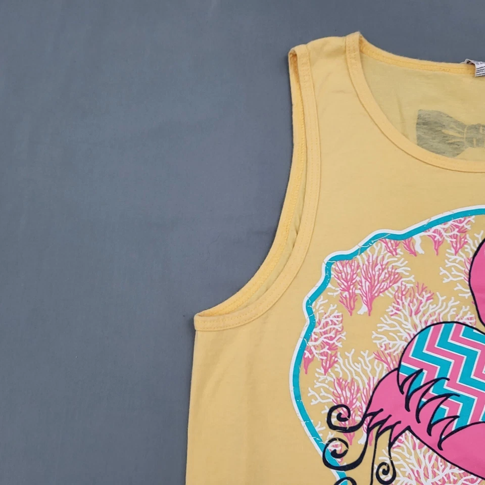 Camisa Simply Southern Mujer Pequeña S Sin Mangas Flamenco Hey Yall Tejida Amarilla Foto 2 de 4